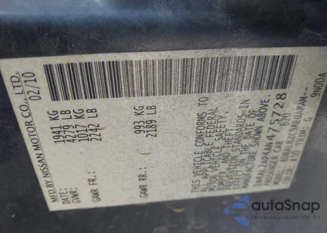 2010 Nissan Altima 2.5 S from USA, damaged, VIN 1N4AL2AP4AN475728